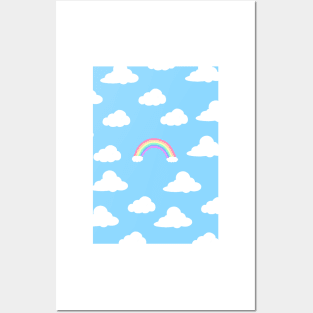 rainbow and clouds Posters and Art